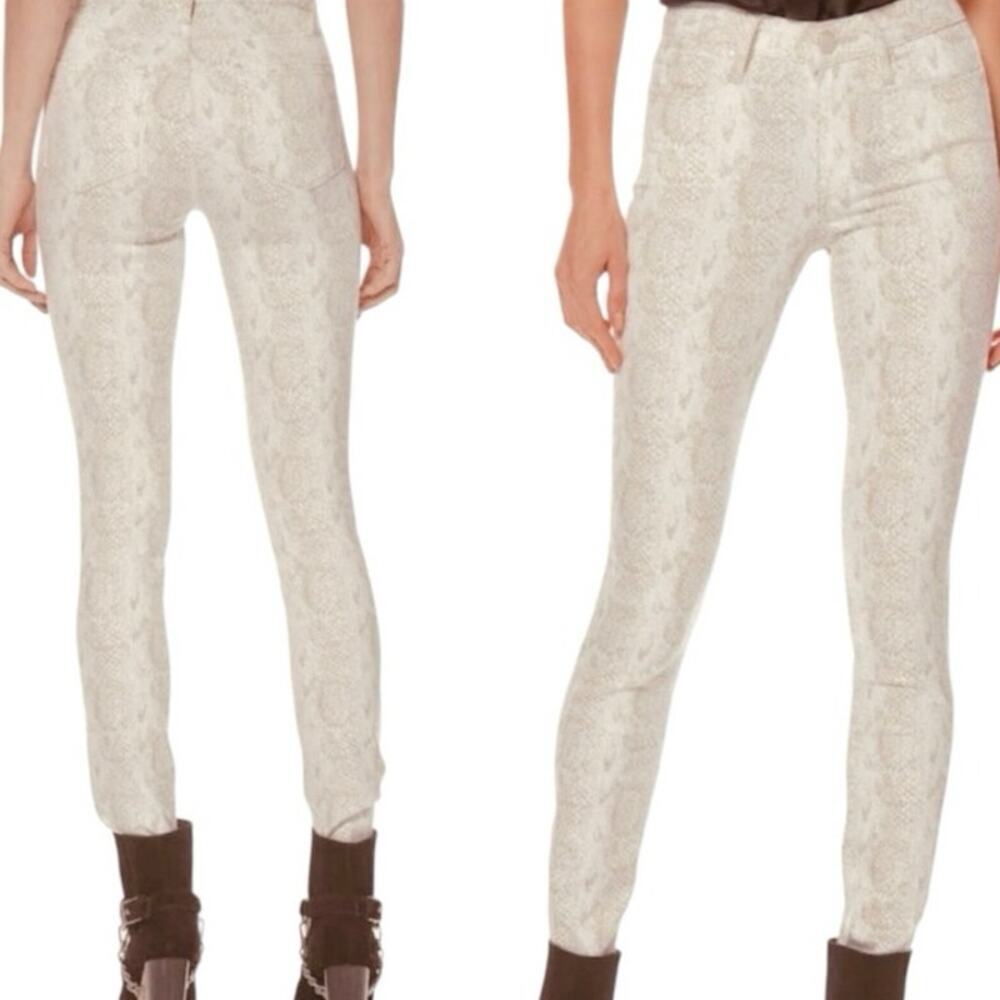 Paige Denim Hoxton Ankle Jeans Sonoran Snake Print Tan/Cream Size 27